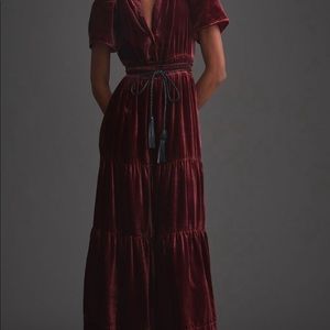 Anthropologie Somerset Velvet Maxi Dress. Size S Wine color. Sold out and unworn